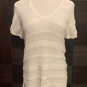 J.Jill white open knit short sleeve sweater